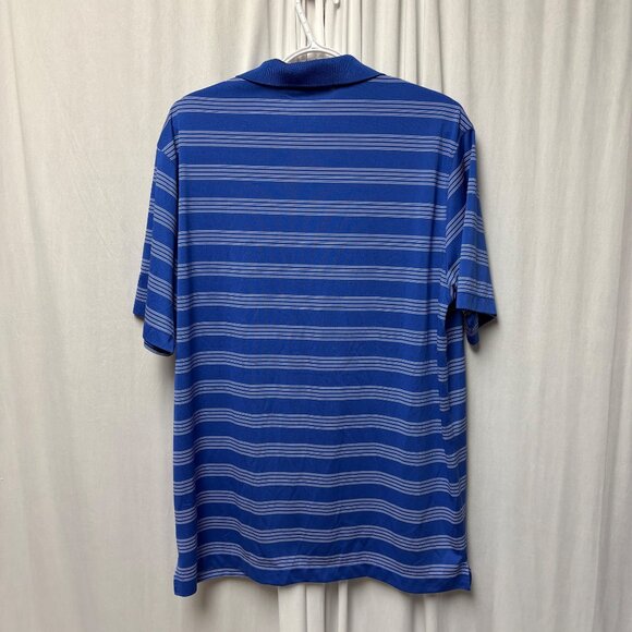 Nike Golf Dri-Fit Blue Striped Polo Shirt Mens Size Large Embroidered Crest Logo - Picture 2 of 9